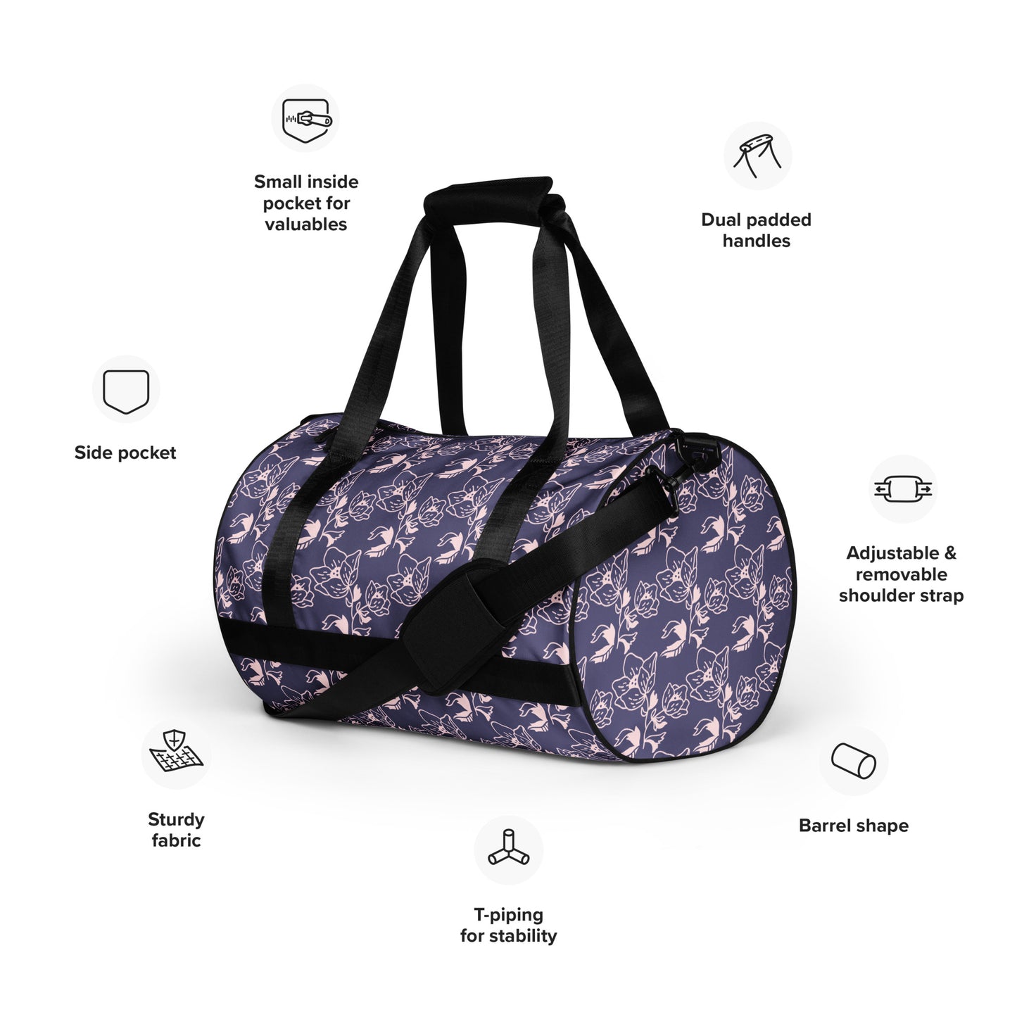 All-over flower print gym bag