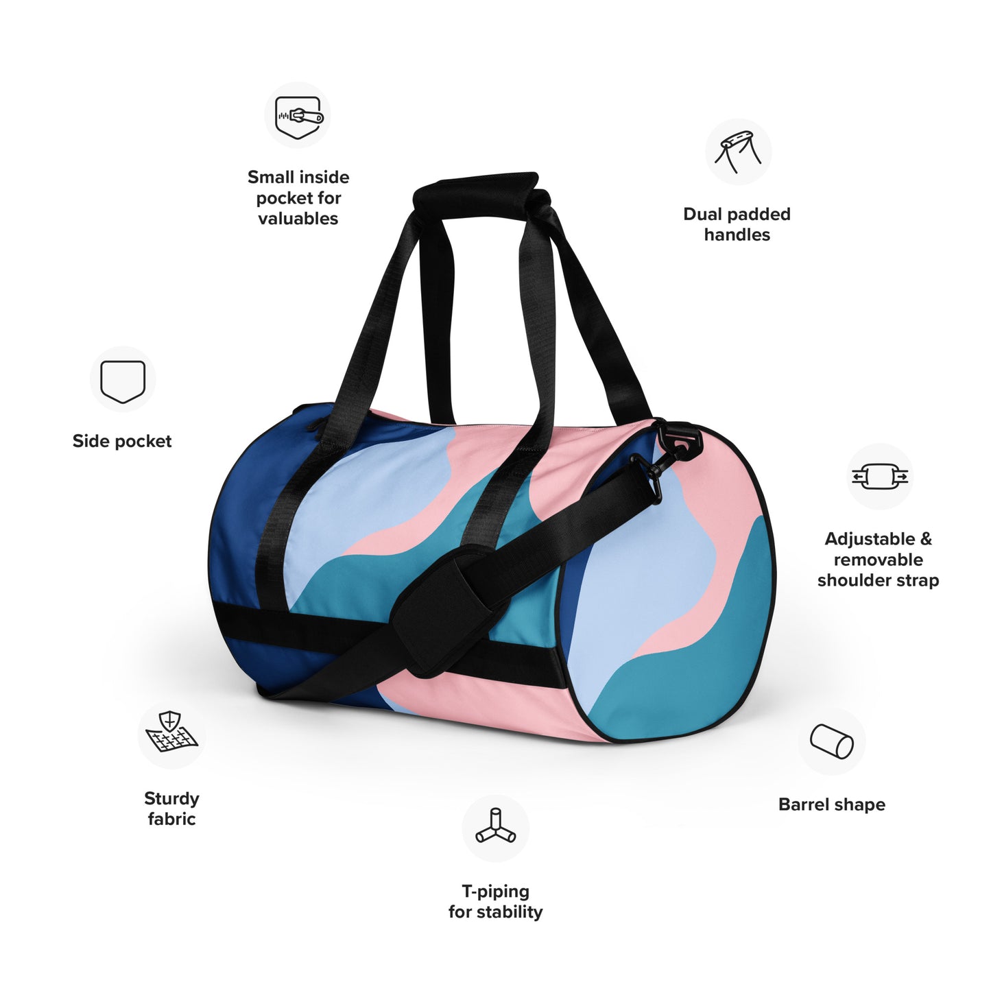 All-over abstract design print gym bag