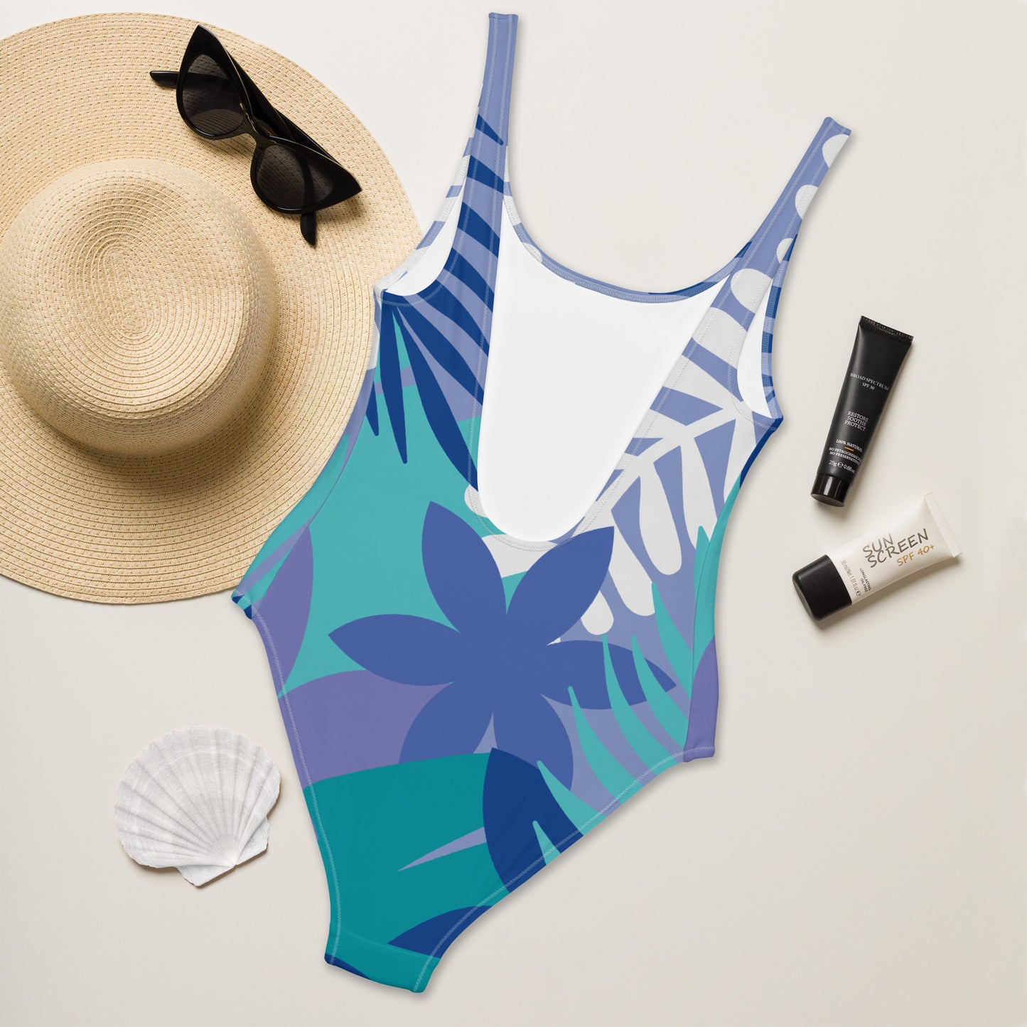 Leaf Printed One-Piece Swimsuit