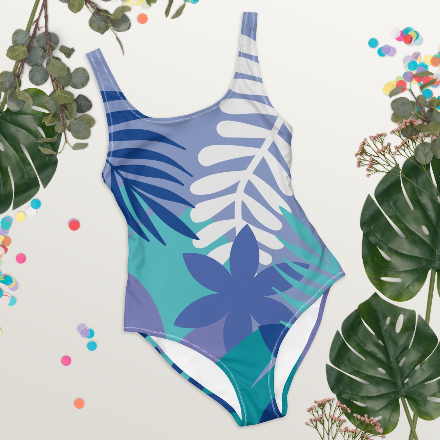 Leaf Printed One-Piece Swimsuit