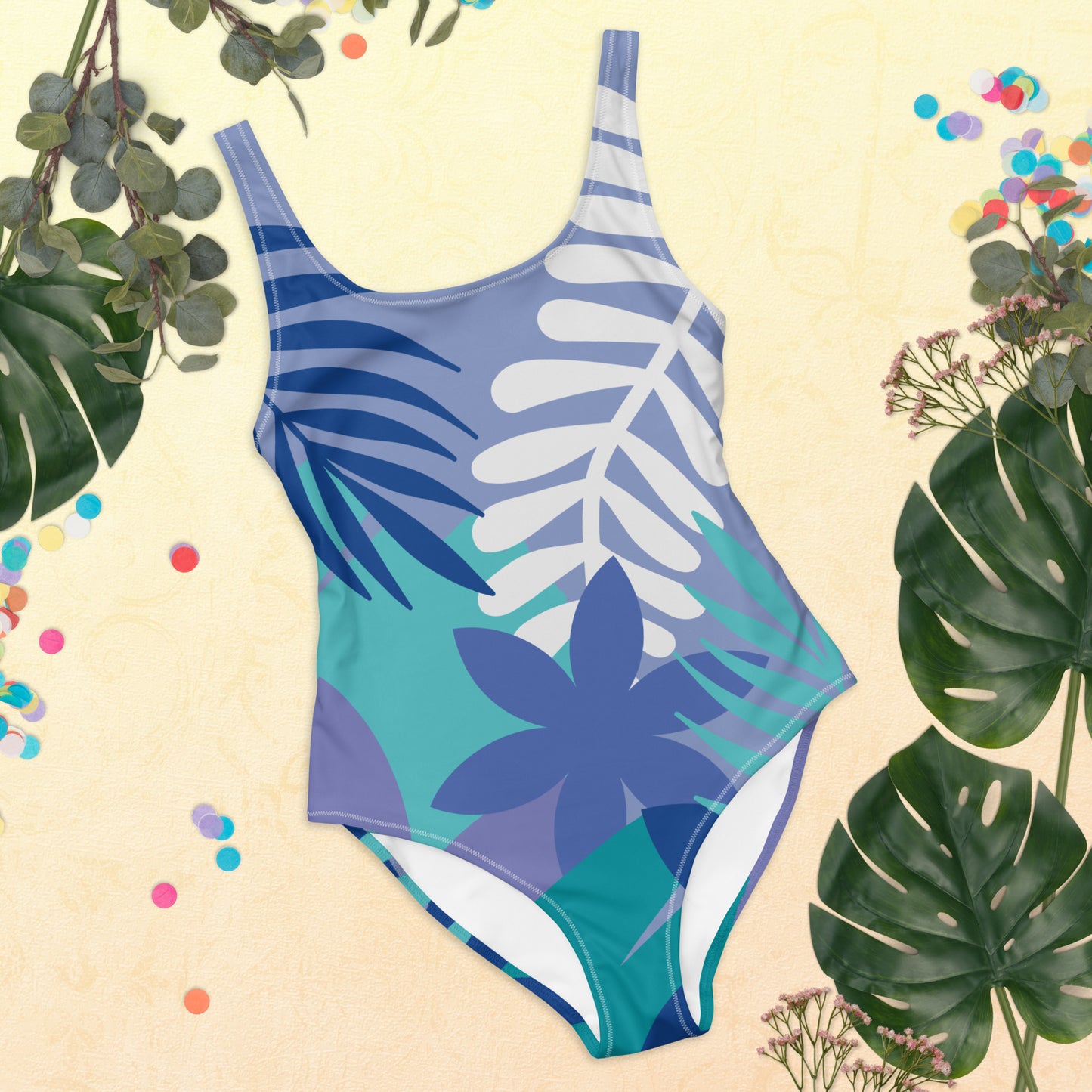 Leaf Printed One-Piece Swimsuit