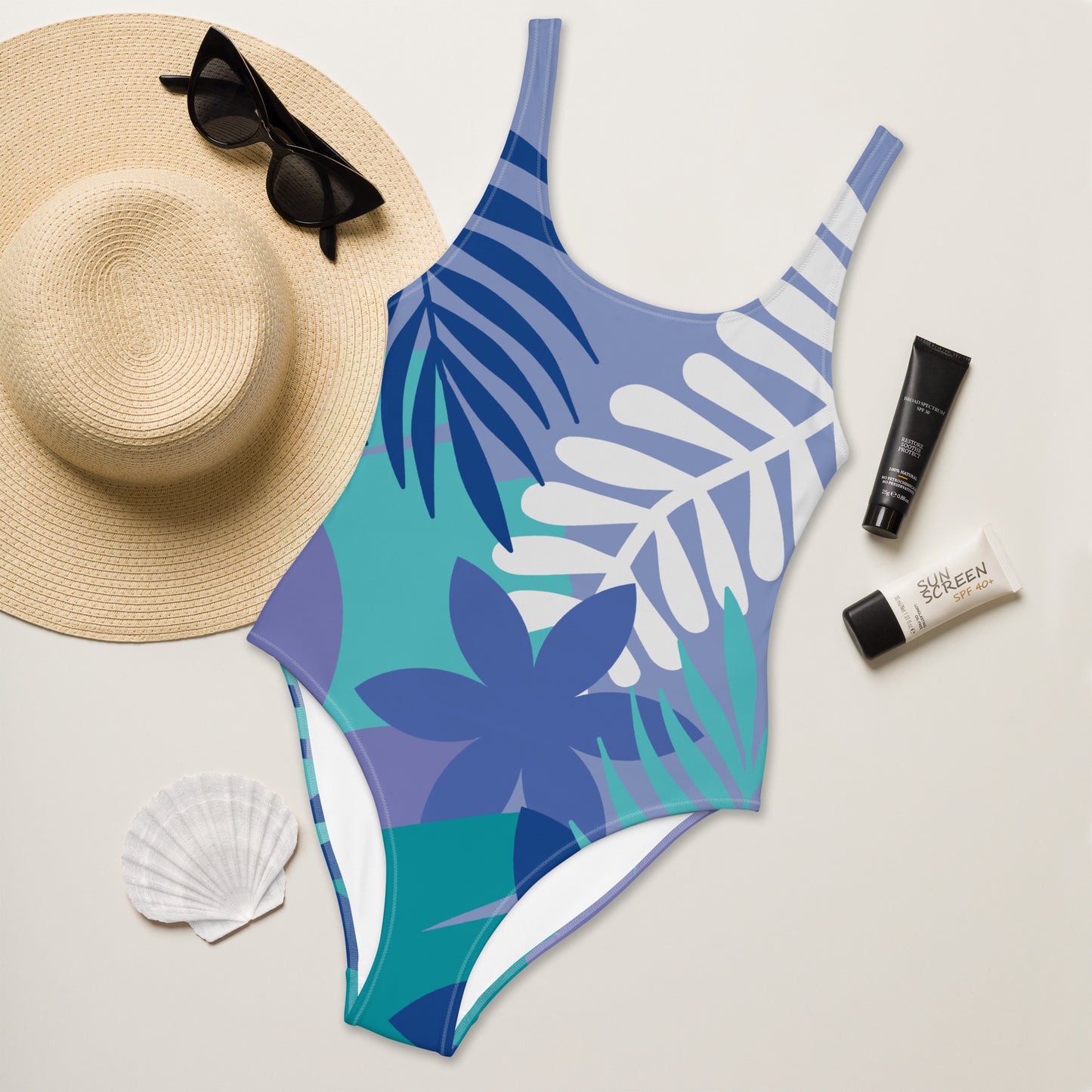 Leaf Printed One-Piece Swimsuit