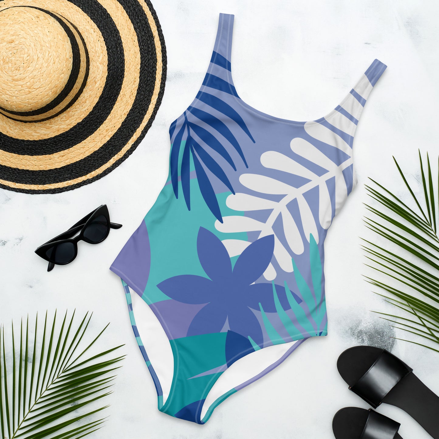 Leaf Printed One-Piece Swimsuit