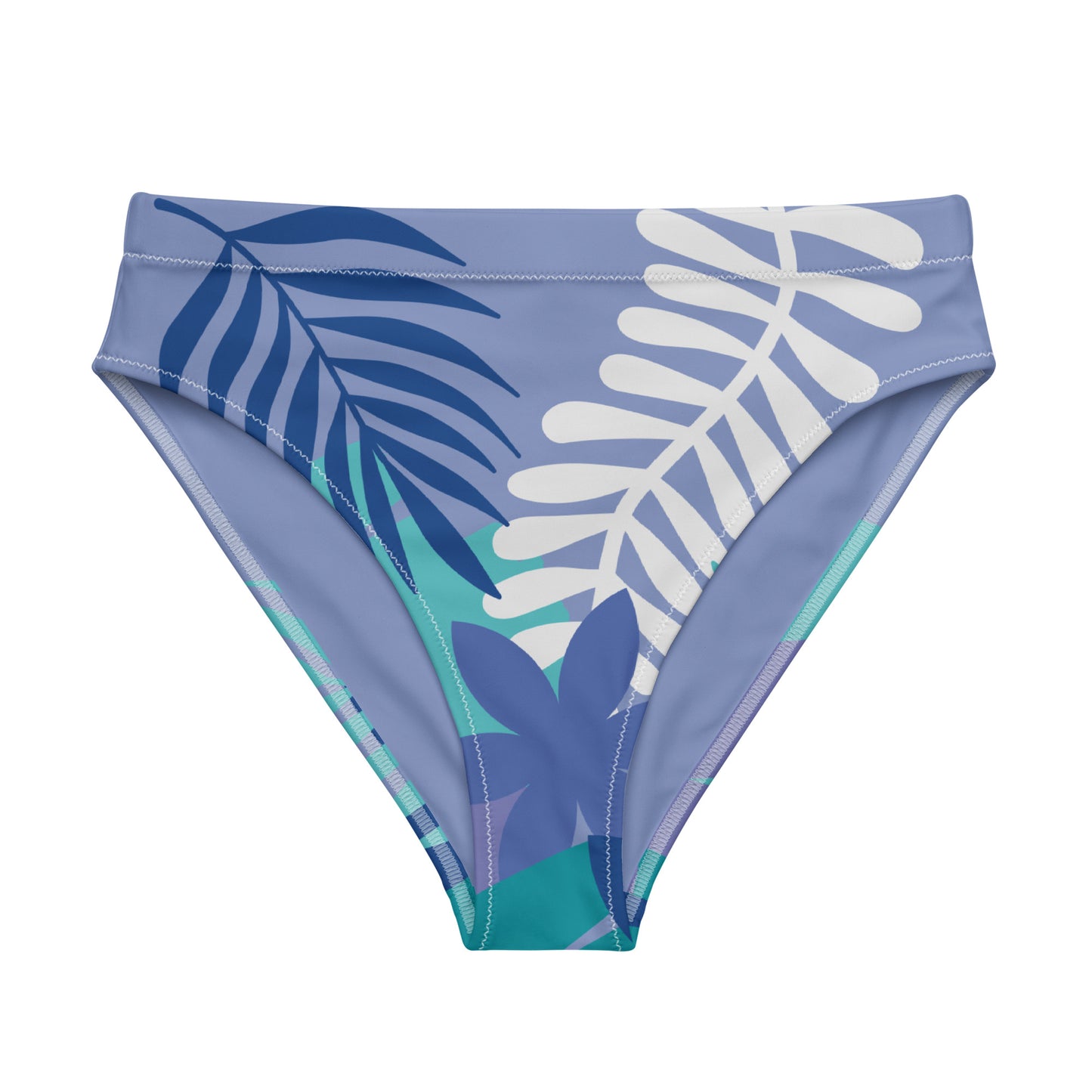 Leaf Printed Recycled high-waisted bikini bottom