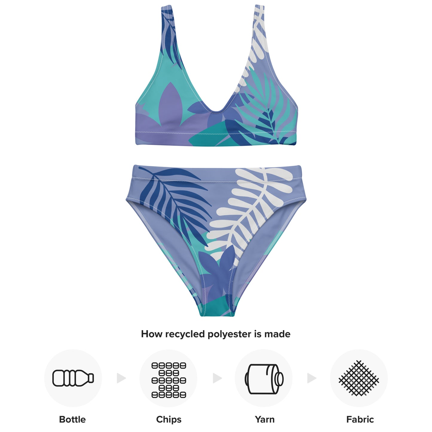 Leaf Printed Recycled high-waisted bikini