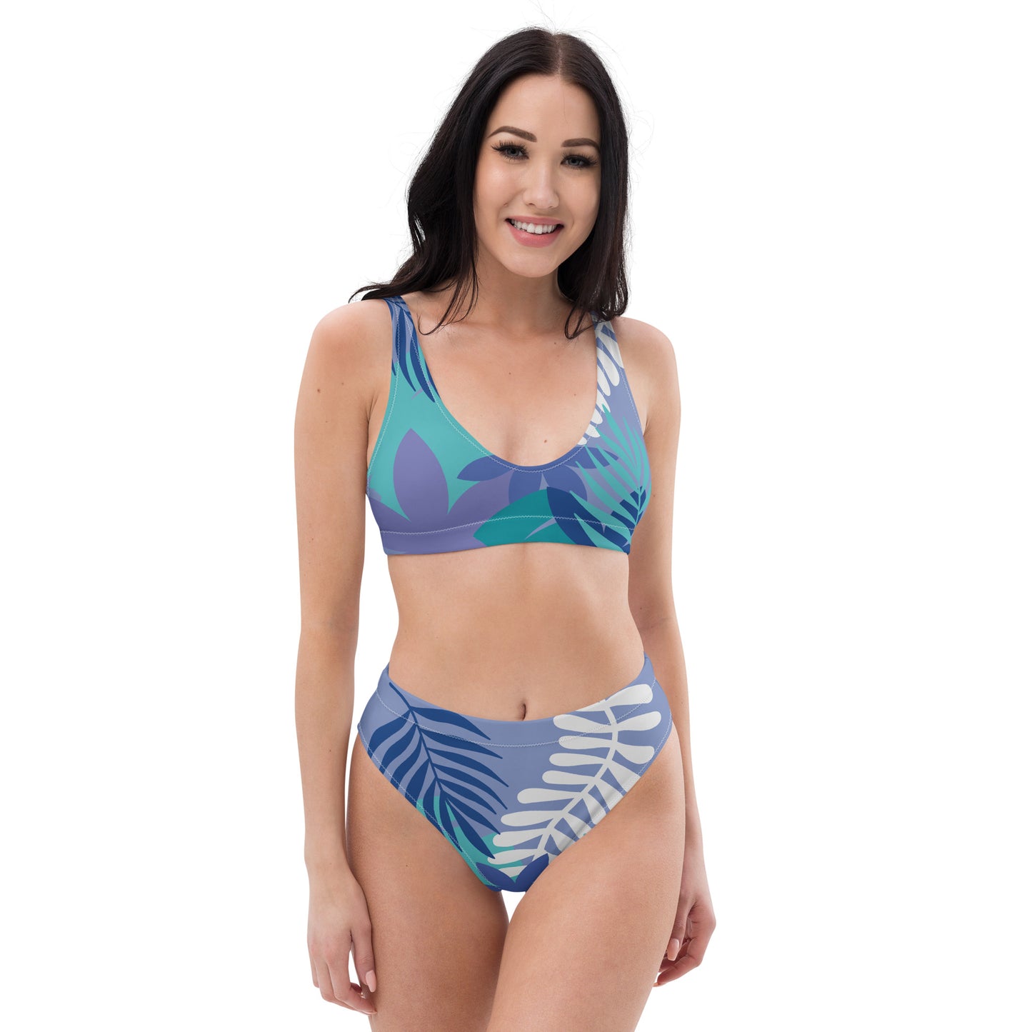 Leaf Printed Recycled high-waisted bikini