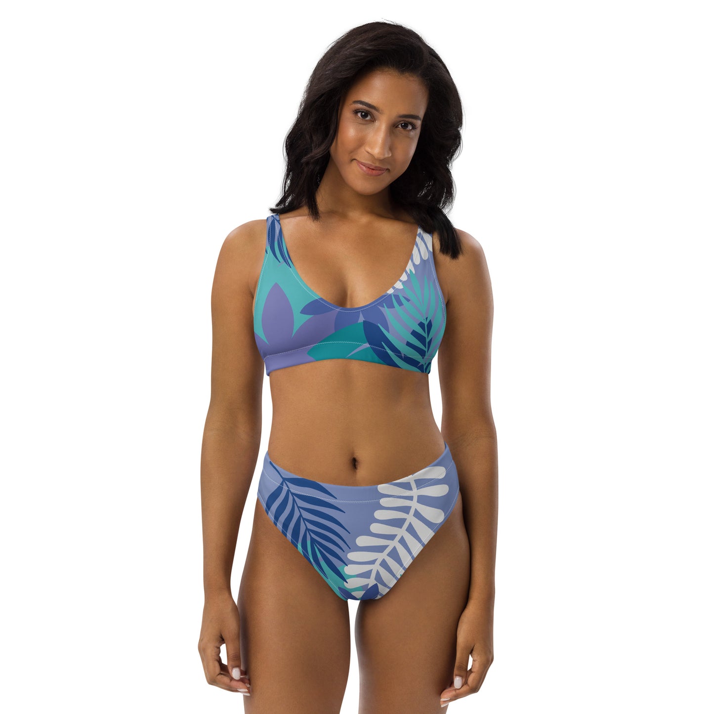 Leaf Printed Recycled high-waisted bikini