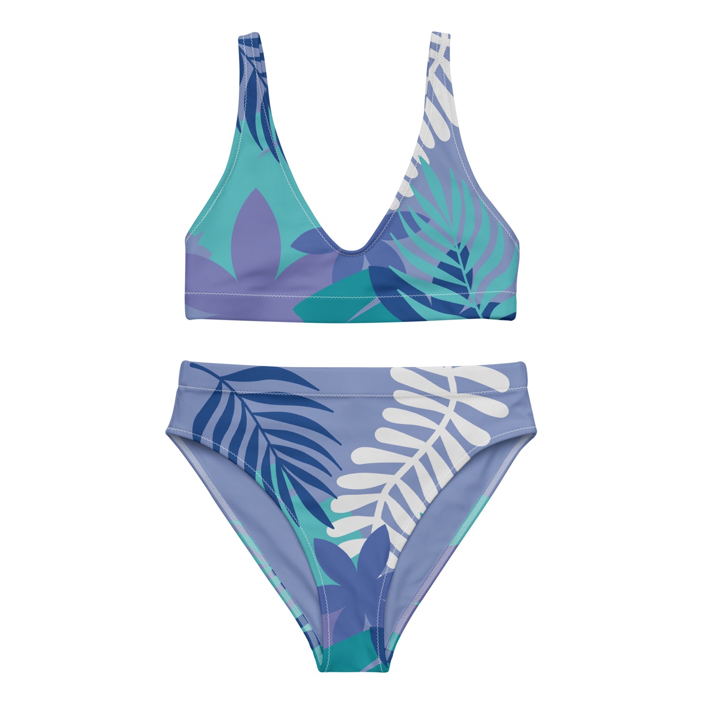 Leaf Printed Recycled high-waisted bikini