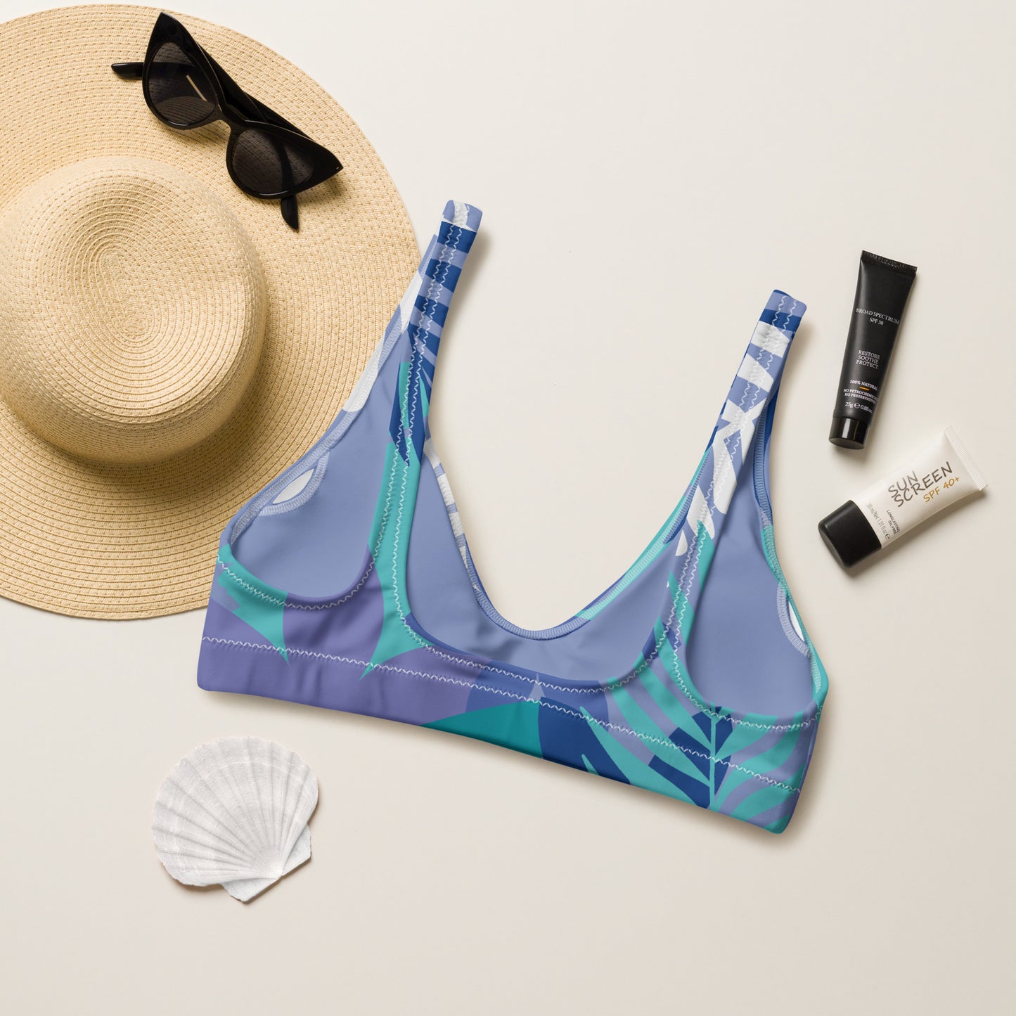 Leaf Printed Recycled padded bikini top