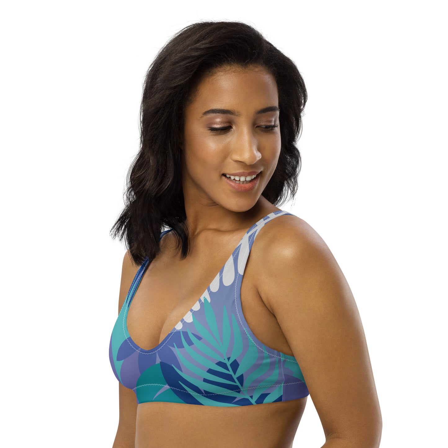 Leaf Printed Recycled padded bikini top