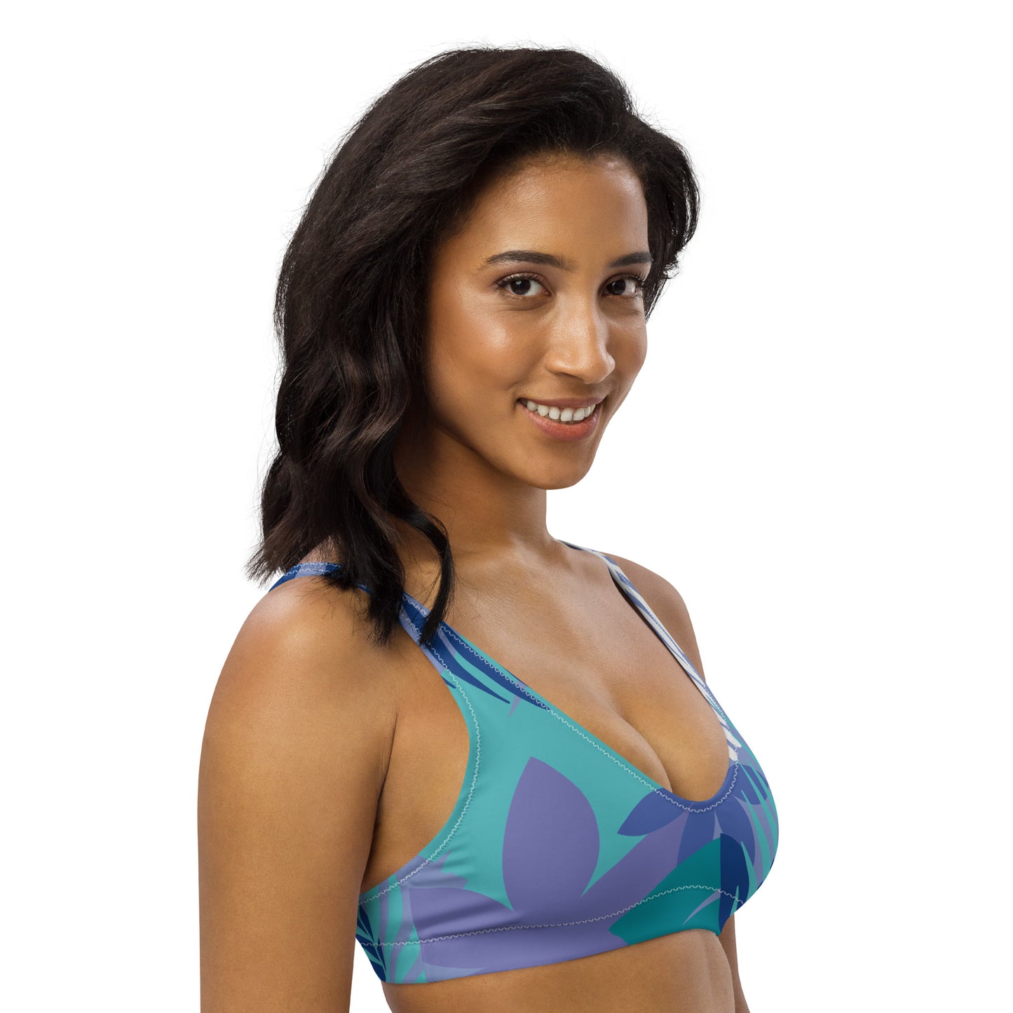 Leaf Printed Recycled padded bikini top