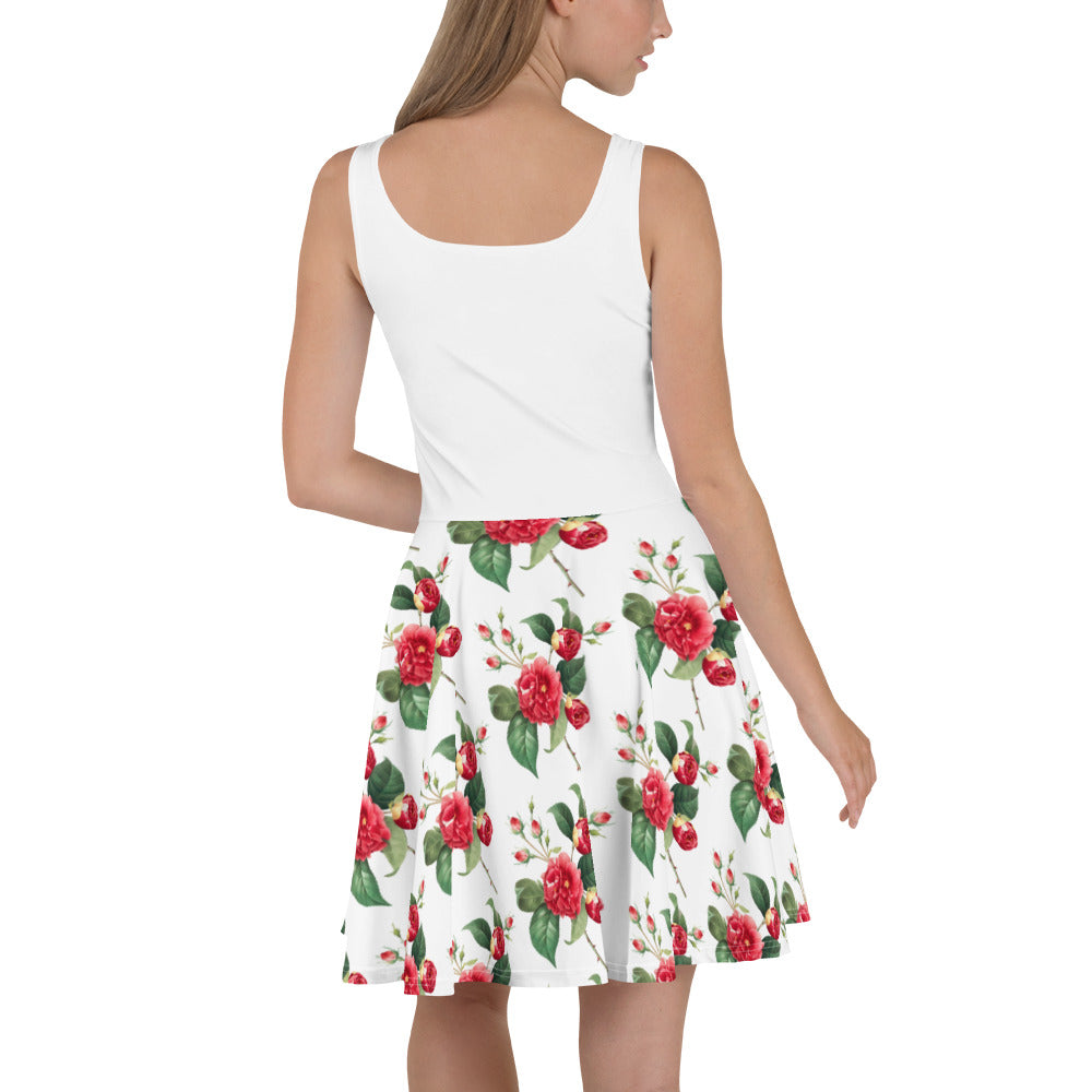 Lower Flower Printed Skater Dress