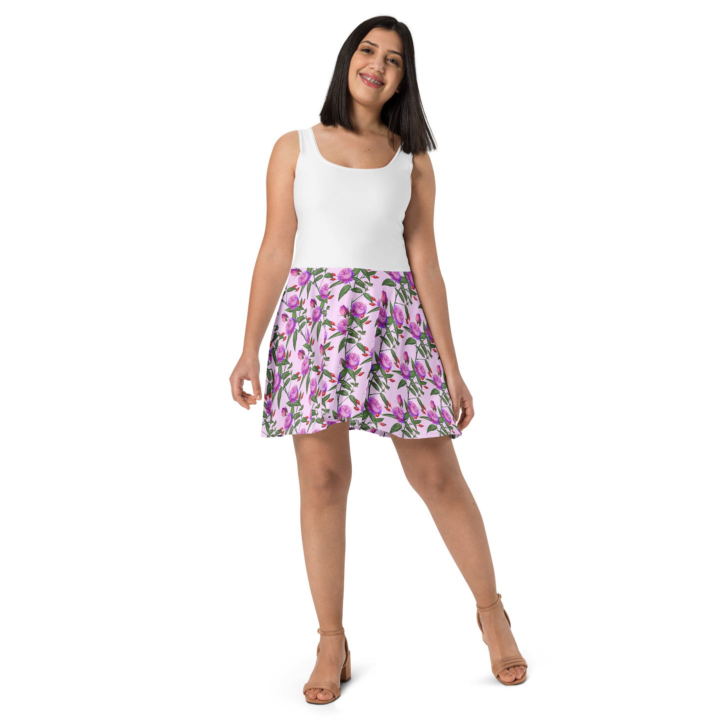 Lower Flower Print Skater Dress