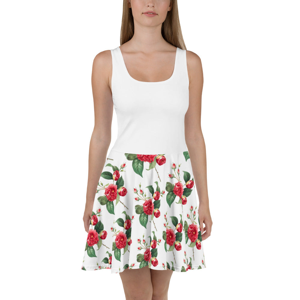 Lower Flower Printed Skater Dress