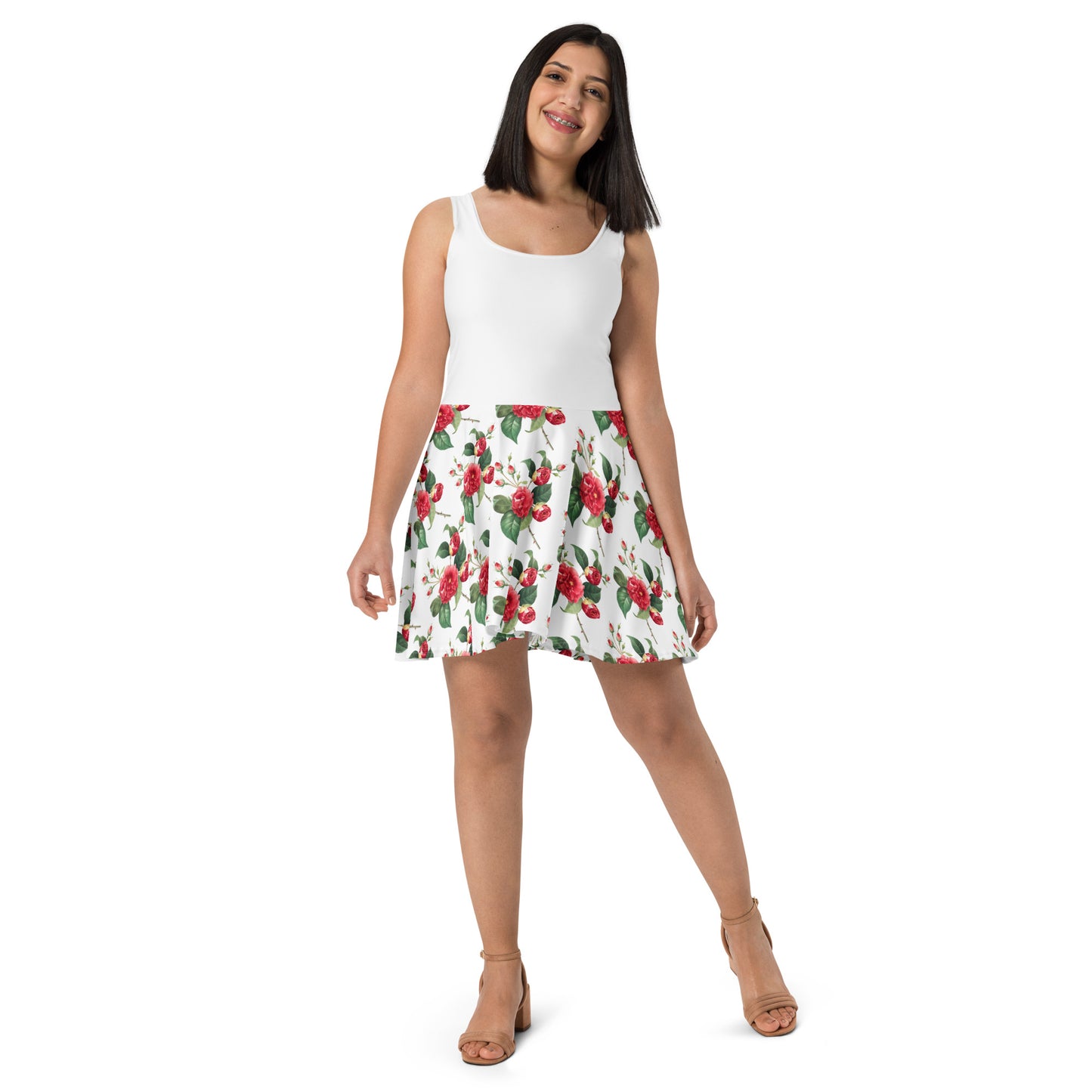 Lower Flower Printed Skater Dress