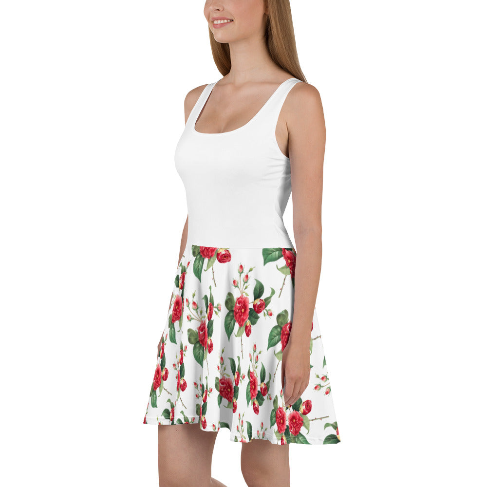 Lower Flower Printed Skater Dress