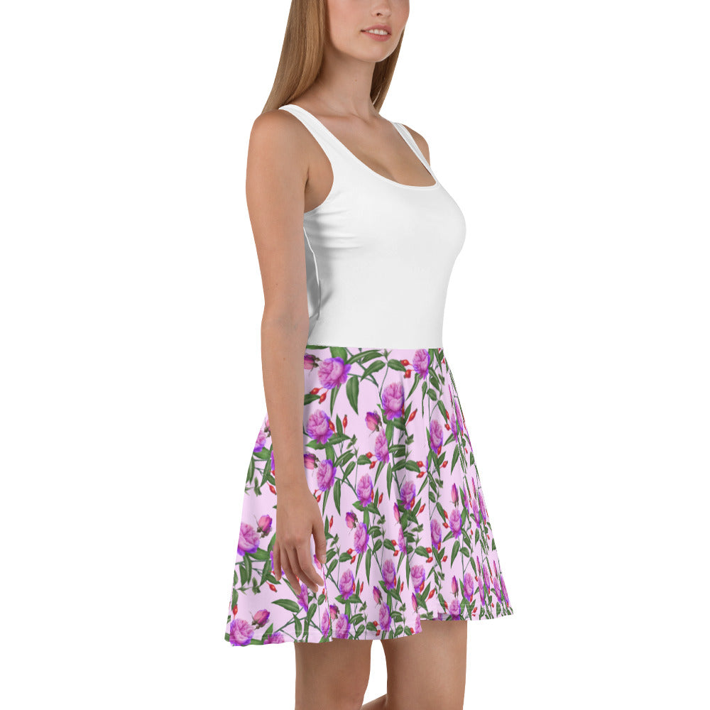 Lower Flower Print Skater Dress