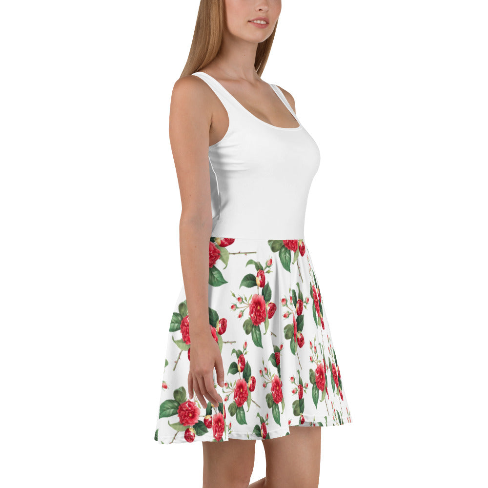 Lower Flower Printed Skater Dress