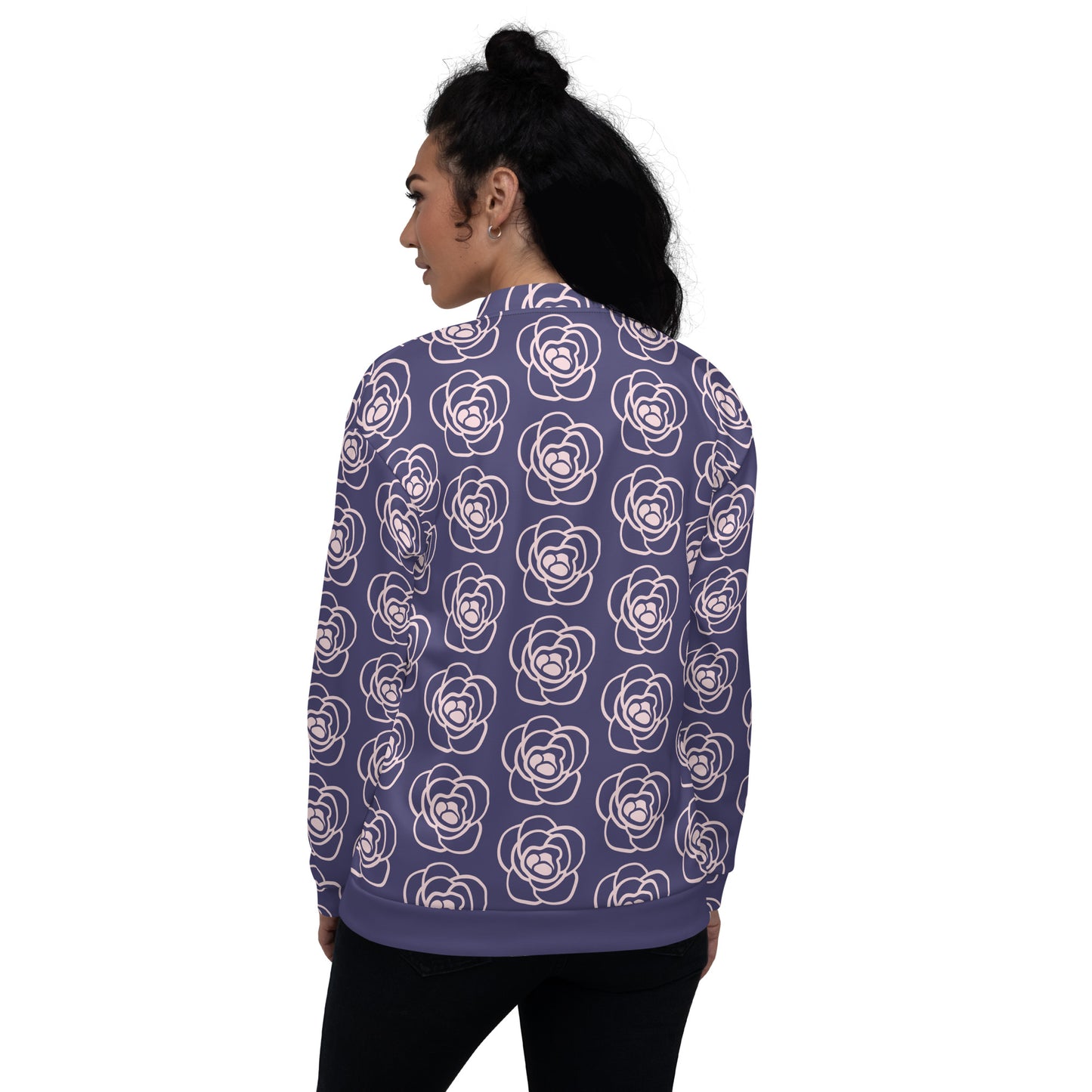 Rose Printed Unisex Bomber Jacket