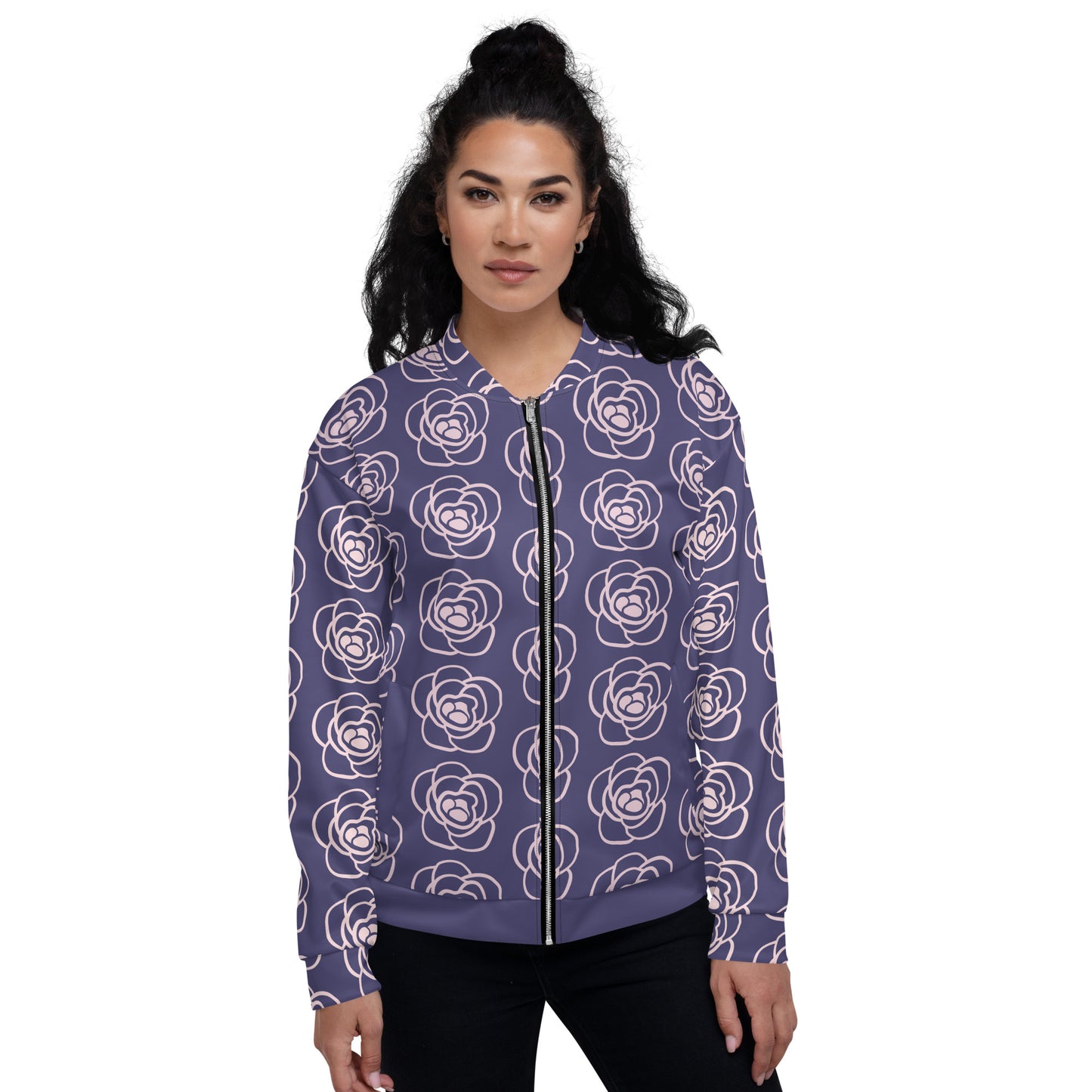 Rose Printed Unisex Bomber Jacket