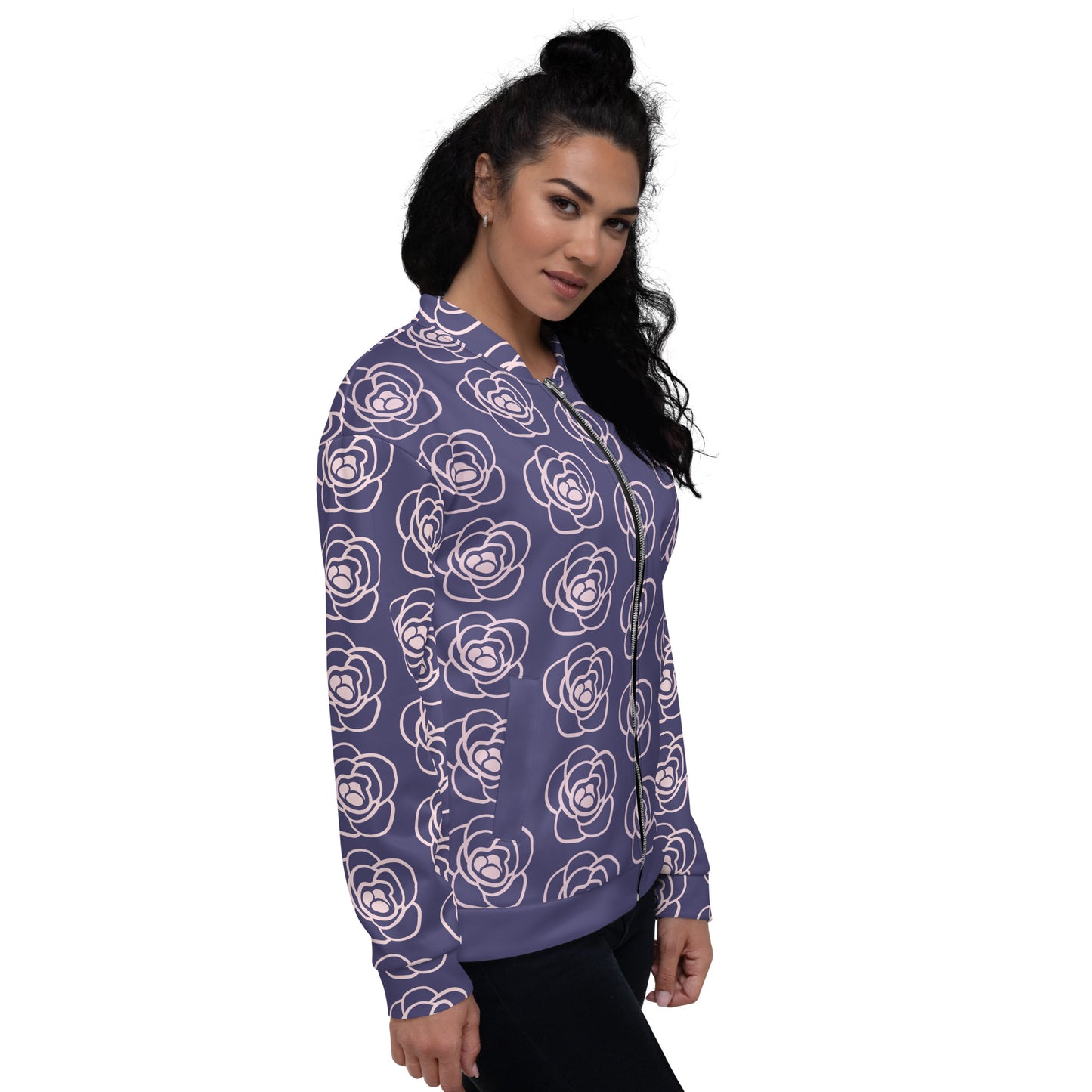 Rose Printed Unisex Bomber Jacket