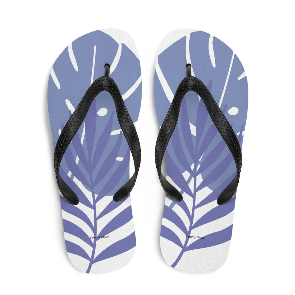 Leaf Printed Flip-Flops