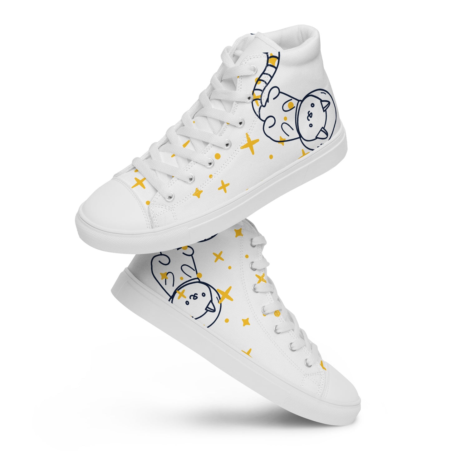 Space Cat Women’s high top canvas shoes