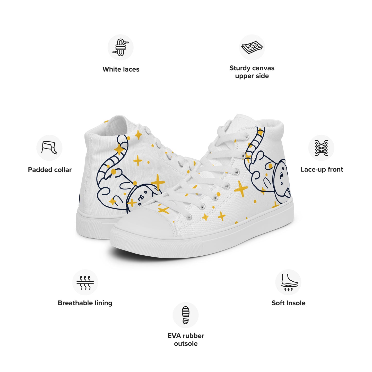 Space Cat Women’s high top canvas shoes