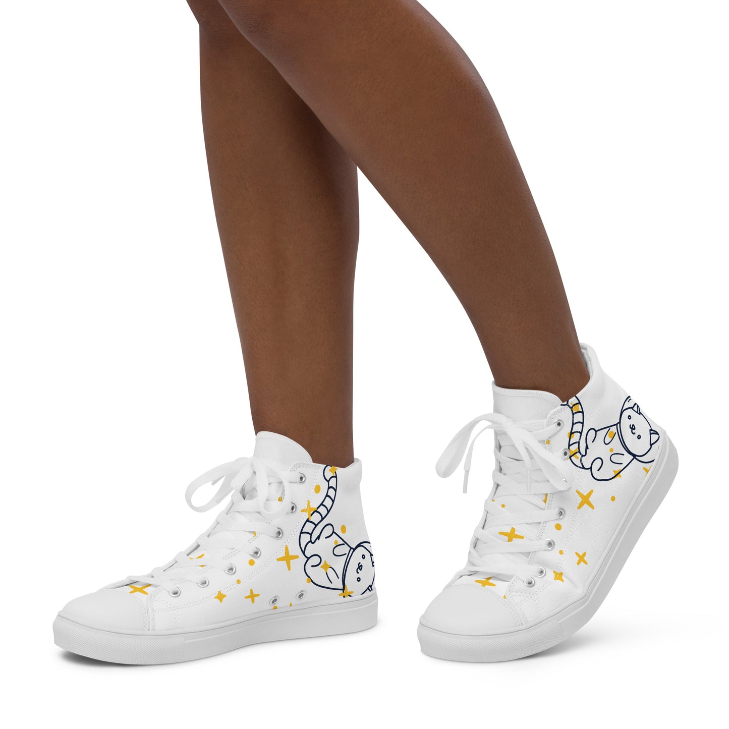 Space Cat Women’s high top canvas shoes