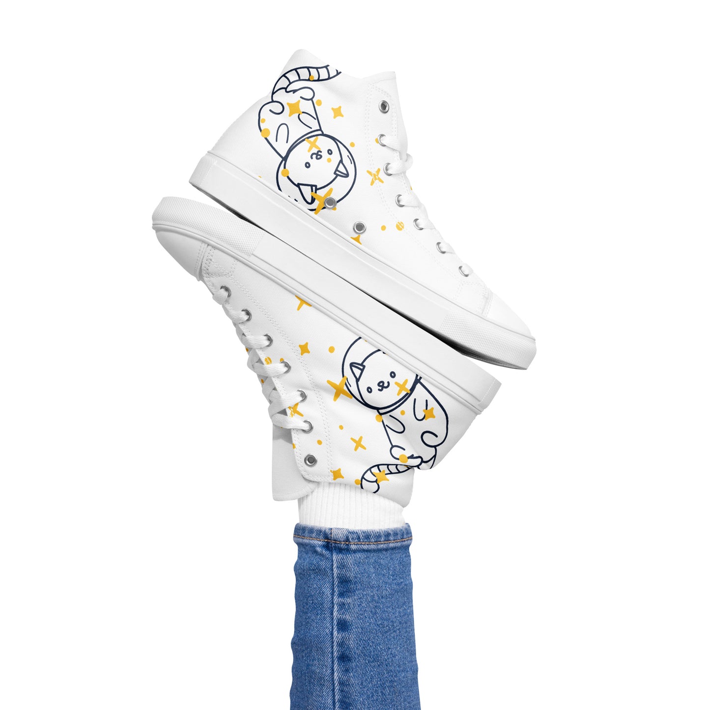 Space Cat Women’s high top canvas shoes