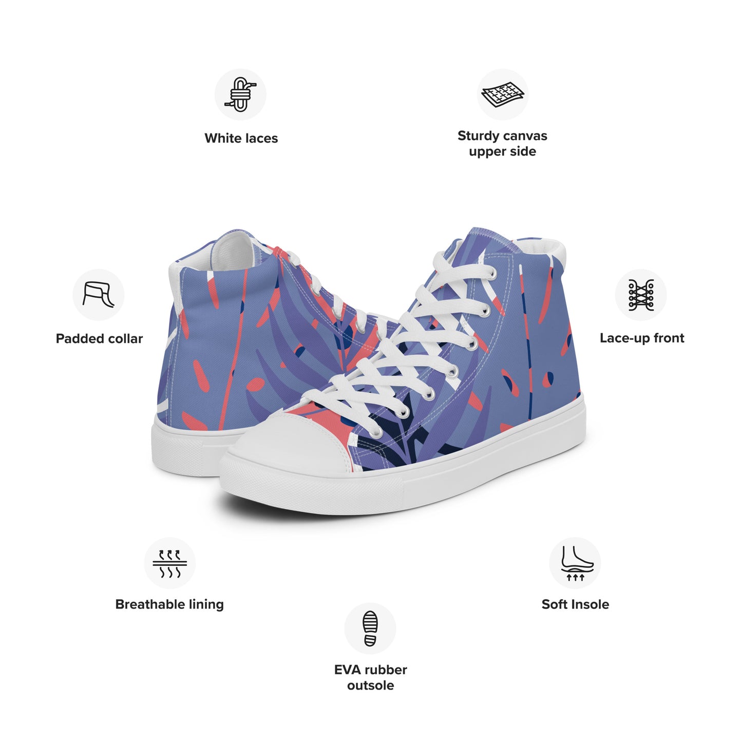 Leaf Printed Women’s high top canvas shoes