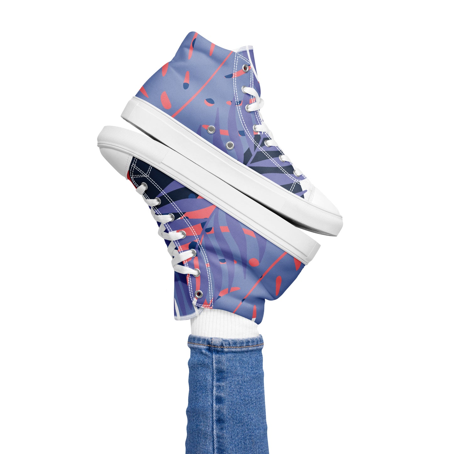 Leaf Printed Women’s high top canvas shoes