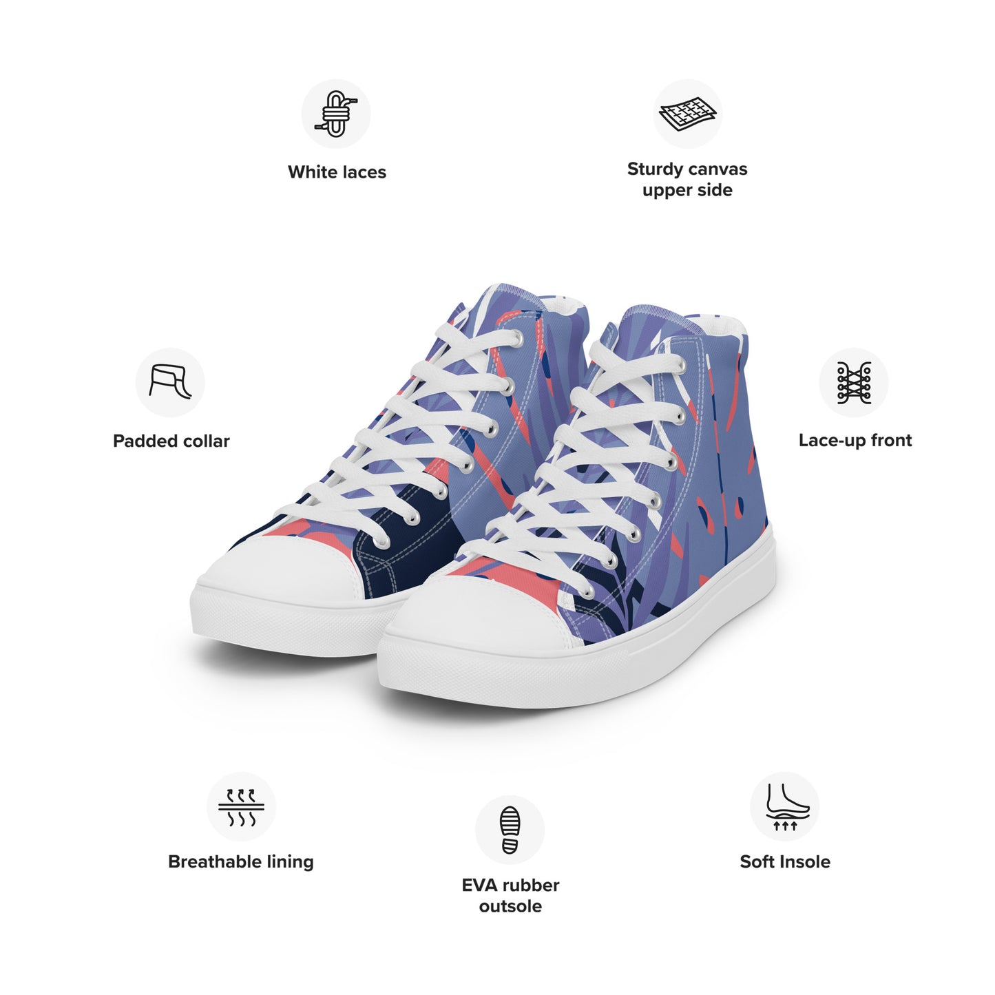 Leaf Printed Women’s high top canvas shoes