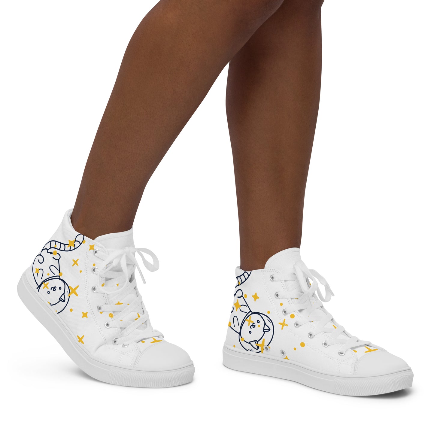 Space Cat Women’s high top canvas shoes